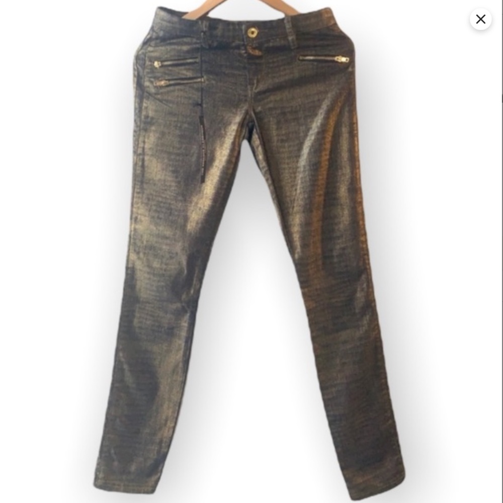 EUC BLANK NYC Gold Skinny Jeans 26